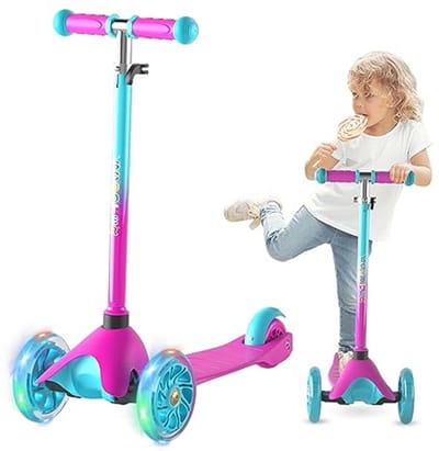 3-Wiel Kinderscooter voor Peuters van 2-5 Jaar met Oplichtende Wielen en Verstelbare Hoogte