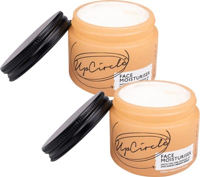 UpCircle - 99% Natuurlijk Moisturizer - Vegan - Voor Alle Huidtypes - Met Arganpoeder, Aloe Vera en Cacaoboter - 2 x 60 ml