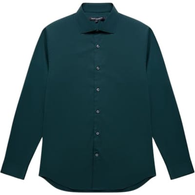 French Connection Slim/cutaway Collar Stretch Sh Dark Green Size: L | Casual Shirts Outlet | Heren | Groen