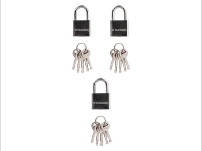 Parkside Hangsloten 3-delig:  3 hangsloten van 3 cm met geharde beugel, alleen geschikt voor binnenshuis Inclusief 5 sleutels per slotje