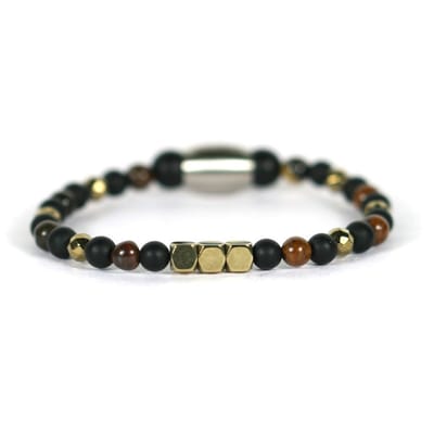 IbizaMen KIDS - pyrite blokken tijgeroog 4mm - 14cm