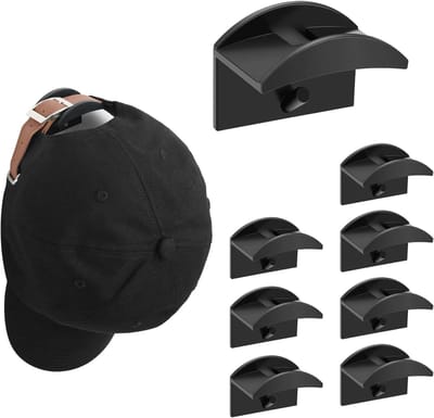 Cap Rack - 8 Stuks - Zelfklevende Hoedhaken - Petjeshouder - Hoeden Opberger - Petten Houder - Pethouder - Geschikt Voor Het Opbergen Van Diverse Hoeden En Accessoires - Zwart