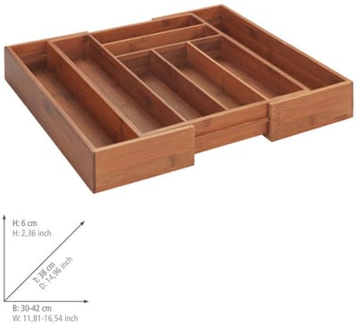 Wenko Bamboe bestekbak - 30 - 42 cm - Uitschuifbaar