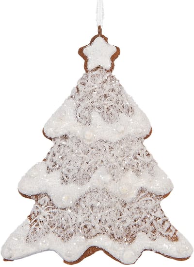 Clayre & Eef Kersthanger Kerstboom 9x1x10 cm Wit Bruin Kunststof