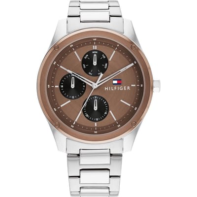 Tommy Hilfiger TH1710533 Heren Horloge - TYLER - Mineraalglas - Staal - Zilverkleurig - 43 mm breed - Quartz - Vouw/Vlindersluiting - 5 ATM (douchen)
