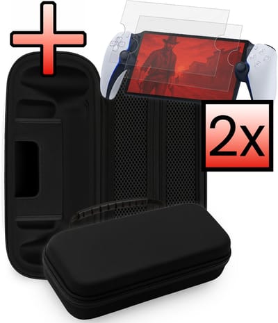 Hoesje Geschikt voor PlayStation Portal Case Hoes Hard Cover Met 2x Screenprotector - Hoes Geschikt voor PlayStation Portable Hoes - Zwart
