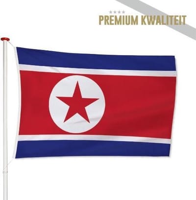 Noord-Koreaanse Vlag Noord-Korea 100x150cm - Kwaliteitsvlag - Geschikt voor buiten