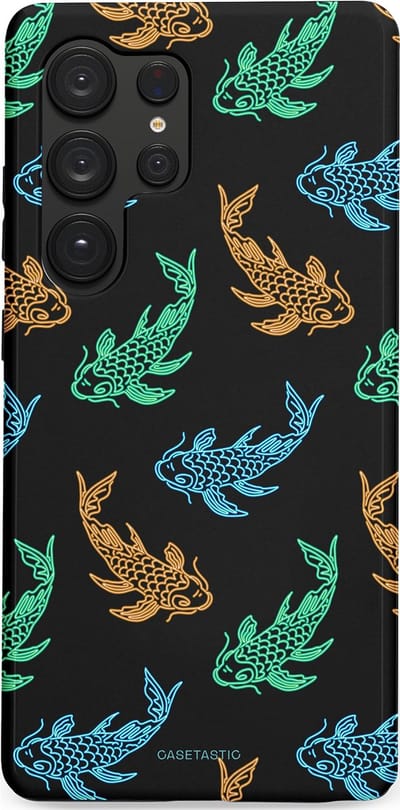 Casetastic hoesje geschikt voor Samsung Galaxy S25 Ultra - Dubbellaagse bescherming - Neon Koi - Fashion Case - Zwart Petrol Donkergroen Bruin