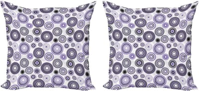 ABAKUHAUS Paarse en zwarte kussensloopset (2 stuks), Mandala, 50 cm, Paars Zwart Wit