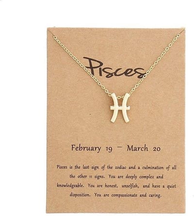 Bixorp Stars Vissen / Pisces Ketting - Goudkleurige Ketting op Cadeau Kaartje - Sterrenbeeld / Zodiac Hanger