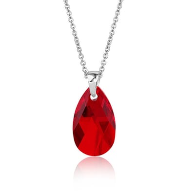 Montebello Ketting Jan DZ570H - Swarovski Druppel - 925 Zilver Gerhod. - 16mm - 50cm