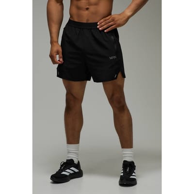 Man Active Perforated Stretch Woven Regular Fit 5inch Gym Short | Black | Size 2XL