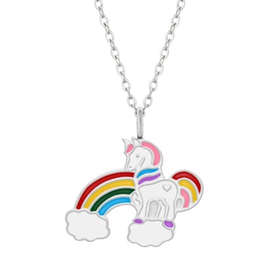 Zilveren ketting - eenhoorn minimalistisch - meisjes - regenboog