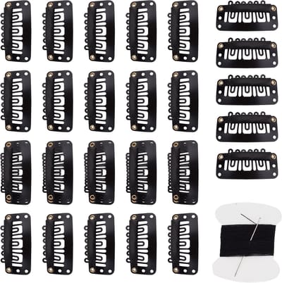 Dailygoods- Haarverlengingen 25 Stuks - Clip-in - Snap-haarclips - 32 mm - Versteviging Pruiken - Roestvrij Staal - Pruikclips