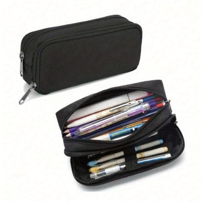 1 stuks Grote Potloodtas Eenvoudige Zwarte Pennenhouder Stevig Volwassen Multifunctionele Kantoorbenodigdheden Organizer Opbergtas Make-uptas voor Schoolbenodigdheden one-size zwart