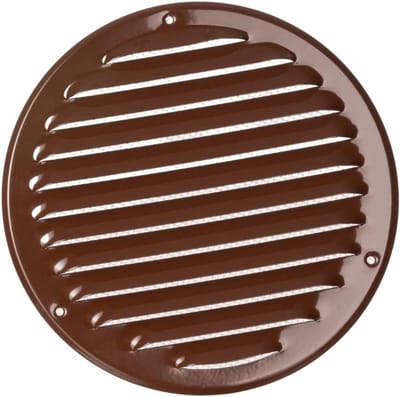 Ventilatierooster met Insectenhor - Afvoerrooster Ventilatie - Luchtcirculatie Verbeteren - Geïntegreerd Muskietennet - 160mm Diameter - Bruin