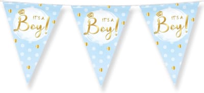 Geboorte vlaggenlijn jongen Its a boy - 10 meter - blauw - babyshower/gender reveal - vlaggetjes