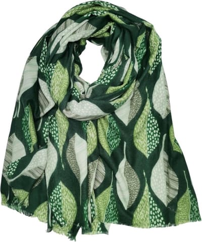 Lange warme dames sjaal Lenna-bladmotief-groen wit olijf groen donker lime donker evergreen mos mint-wintersjaal