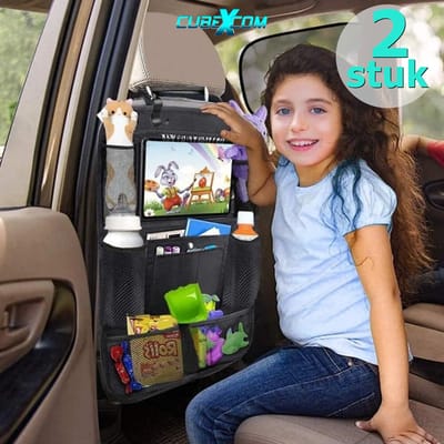 CUBEXCOM® Auto Organizer, Autostoel Organizer, Tablet Houder Auto, Baby Kinderen Autostoel Organizer, Tablet Houder, Autostoel Organizer voor Kinderen, Autostoelen Rugleuning Organisatoren, Autostoelbescherming, Auto Seat Organizer, ZWART, 2 STUKS