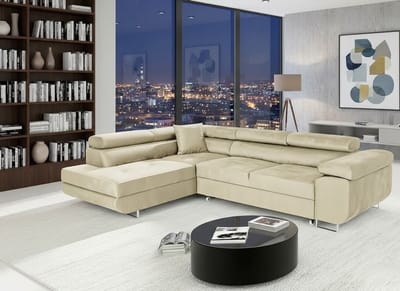 L-vormige Slaapbank Pasti met Bedlade – Comfortabele 3-zits Hoekbank met Slaapfunctie en Ottomane Links – Luxe Fluweel Bekleding – Ideaal voor Woonkamer – House&Garden