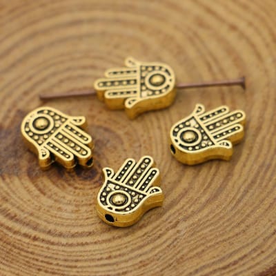 20 Stuks Gouden Kleur Fatima Hand Losse Tussenstuk Kralen Voor Sieraden Maken Armband Ketting Diy Accessoires Handgemaakte Ambacht goud