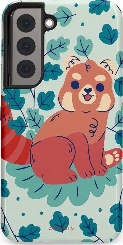 Casetastic Hoesje Geschikt voor Samsung S22 - Stijlvolle Beschermende Duo-layer Case - Rode panda tuin