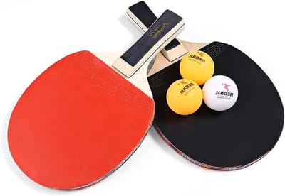 Tafeltennis Bat Set - Ping Pong Rackets - Oefenen en Spelen - 7 Lagen Populier Hout - 15 cm Diameter