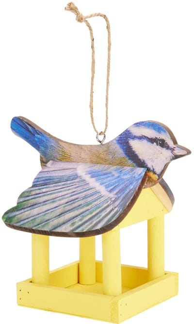 Pro Garden Vogel voeder huisje Pimpelmees - hangend - hout - 24 x 16 x 21 cm - vogelhuisje - tuin