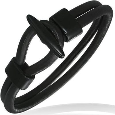 Amanto Armband Djori Black - Leer - Haak - 10mm - 22cm
