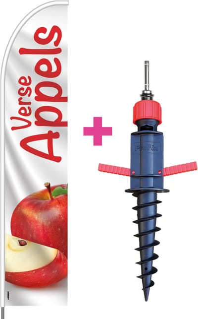Beachflag - Verse Appels - Vlag + Grondboor + Rotator + Hengelsysteem + Draagtas - Actievlag.nl