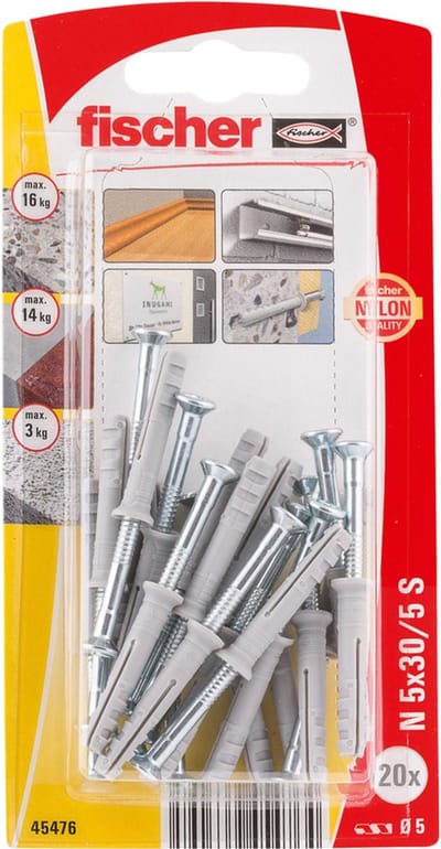 Fischer Nagelplug N Nylon - Diam. 6x80 Mm - 12 Stuks