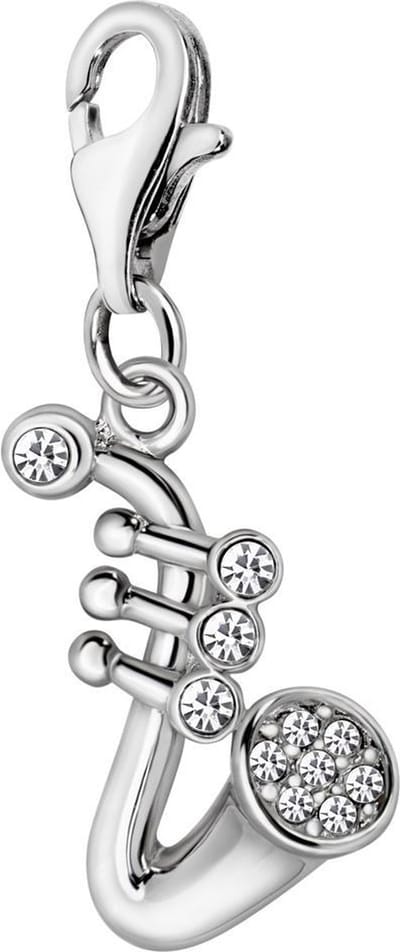 Quiges – 925 - Zilver – Charm - Bedel - Hanger - Muziek Instrument Saxofoon - met – sterling - zilver - karabijnslot - geschikt - voor - Bedelarmband HC216