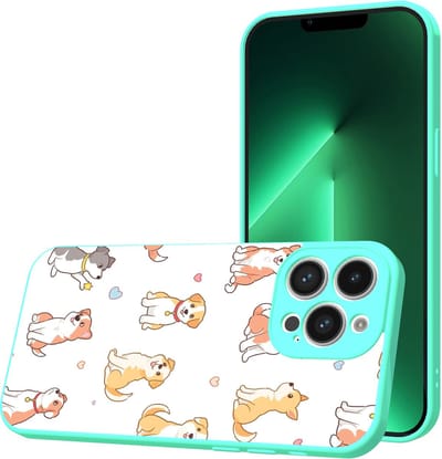 Smartphonica Telefoonhoesje Geschikt voor iPhone 13 Pro met Honden opdruk - TPU Back Cover Case Dogs Design - Turquoise geschikt voor iPhone 13 Pro