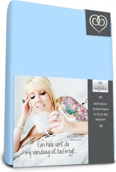Bed-fashion jersey hoeslaken Bleu - 80 x 210 cm - Bleu