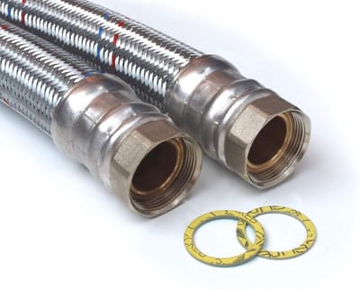 Versterkte Slang - Flexibele Leiding - Water Verbinding - Verzinkt Staal - 70 cm - Zilver