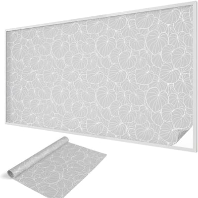 Wallfluent Glas in Lood Raamfolie - Bladrijke elegantie Raamfolie Glas in Lood - 200x116 cm - Grijs Zelfklevende Raamfolie Glas in Lood - Melkglas Folie met Glas in Lood Effect - Voor de woonkamer, voor het kantoor, voor de hal
