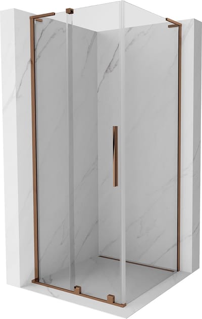 Mexen Velar L douchecabine schuifdeur 90 x 90 , transparant, roze goud - 871-090-090-03-60