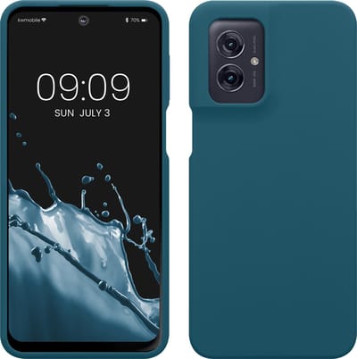 kwmobile telefoonhoesje geschikt voor Motorola Moto G55 5G - Hoesje met siliconen coating - Smartphone case in petrol