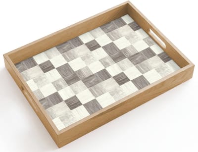 Dienblad hout 40x30 cm - Schootdienblad - Patroon - Dambord - Houtnerf - Borrelplank rechthoek - Plateau dienbladen