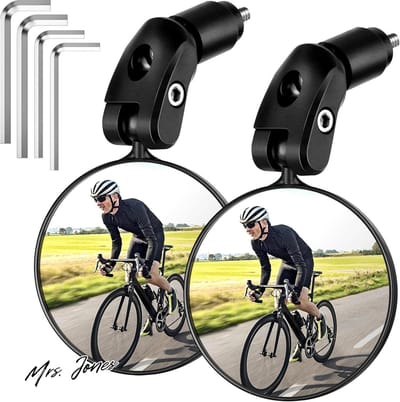 Mrs. Jones Fietsspiegel 2 stuks HD 360° draaibaar inklapbaar Achteruitkijkspiegel Fiets Twee-Pack .