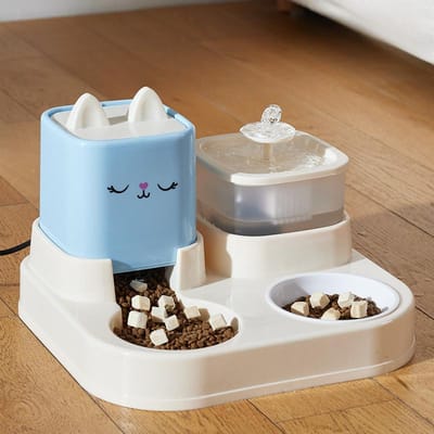 Dessin Animé pour Animaux de Compagnie Abreuvoir Distributeur d'Eau Grande Capacité Universel Chat et Chien Gamelle pour Chat Bassin pour Chien Fournitures pour Animaux de Compagnie 32*29*20cm gray