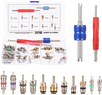Allecto - A/C Valve Core - Automotive Accessoires - 102-delige Kit - Geschikt voor de meeste auto's - Inclusief verwijdertools - Perfect voor A/C r...