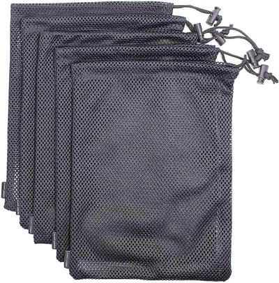 5Pcs Nylon Zak Duurzaam Netto Tas Zwart Mesh Bag Multifunctionele Trekkoord Mesh Zakken Polyester Trekkoord Netto Zakken
