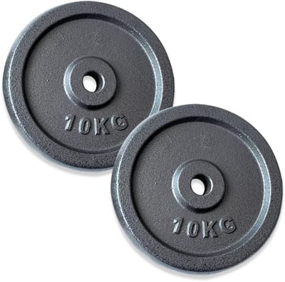 2x 10kg halterschijven set - 20kg - gietijzer - 30mm - gewichten - 10kg - halterset - gewicht schijven