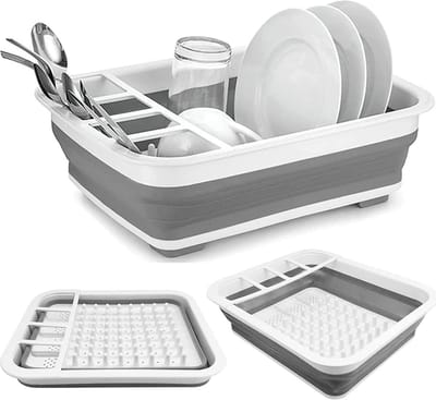 Opvouwbare afdruiprek voor kamperen, caravan, buitenactiviteiten, keuken, grijs