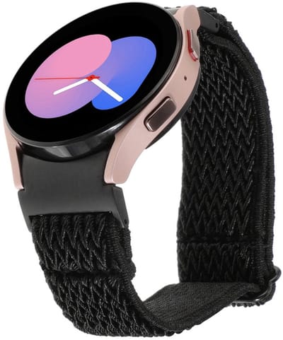 Nylon bandje - geschikt voor Samsung Galaxy Watch 7 (40 & 44mm) / Watch 6 (Classic) / Watch 5 (Pro) / Watch 4 (Classic) / Watch FE - gewoven nylon - zwart
