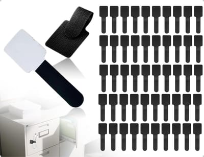 Set van 50 Kabelaansluitingen, Zelfklevende Kabelhouders, Herbruikbare Multi-Functionele Straps voor Computer, TV en Spelconsoles - Zwart, Organiseer en Beheer Kabels Efficiënt