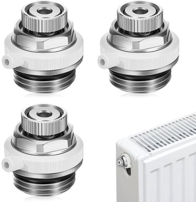 Radiatorventiel Automatisch - 3 Stuks - 1/2 Inch Aansluiting - Ventilatieklep - Verstelbaar - Messing/Siliconen Materiaal - Verwarmingsventiel
