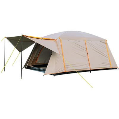 Tente de Camping 8 12 Personnes Tentes Cabine Grande Capacité Étanche Portable Tente de Pique-nique avec 2 Pièces beige