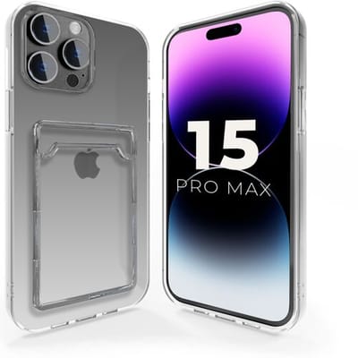 ShieldCase telefoonhoesje geschikt voor Apple iPhone 15 Pro Max TPU hoesje met pasjeshouder - transparant